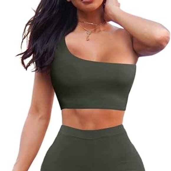 XL Bodycon Shorts 2 Piece Set Green - Picture 3 of 13
